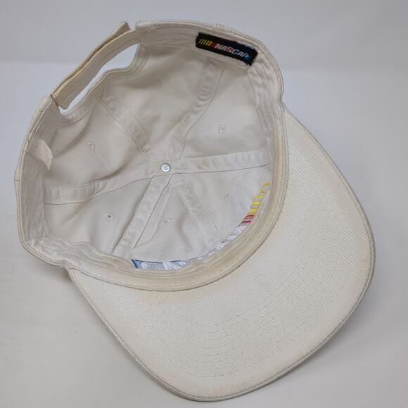 Nascar Strapback Baseball Cap White One Size Adjustable Embroidered 6 Panel - Picture 7 of 9